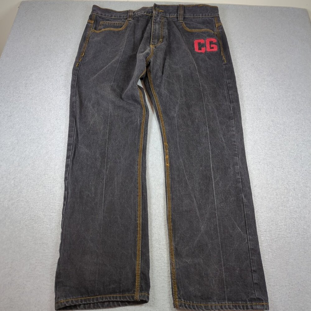 Coogi Jeans Mens 42x34 (Actual 40x32) Black Embroidered Baggy Hip Hop Y2K